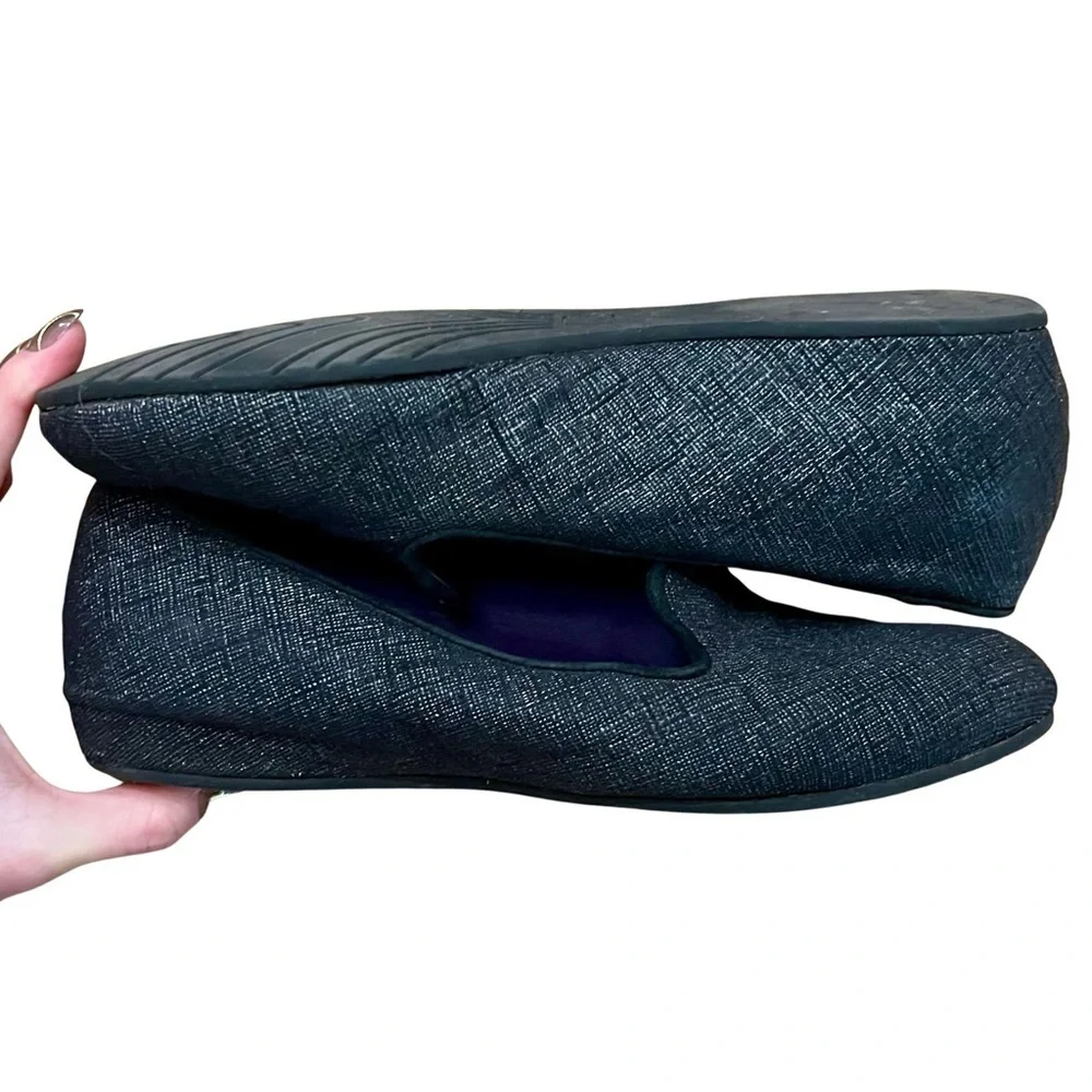 Vaneli Black Textured Slip-On Flats Size 9M Comfort Shoes